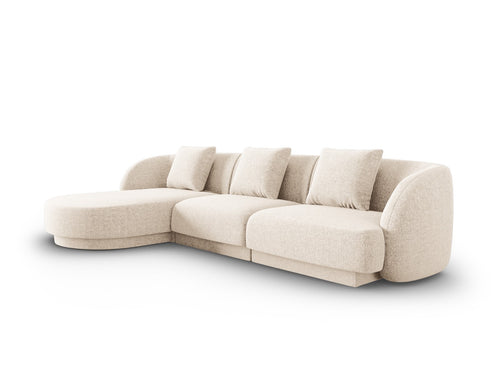 Cosmopolitan Design linker hoekbank Tulum 4-zits, chenille, lichtbeige - 156x255x70cm