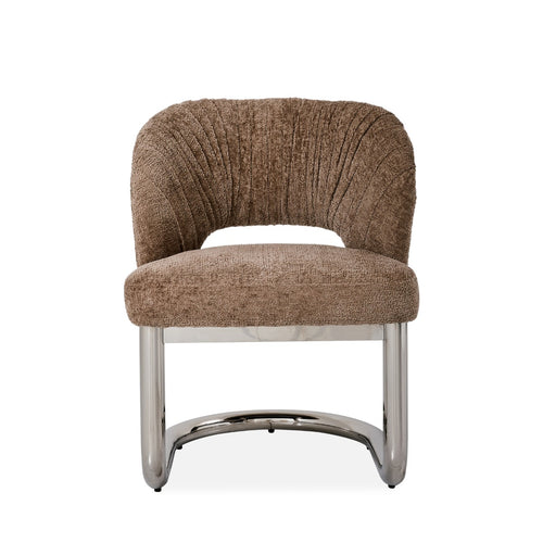 DÉJA Living Eetkamerstoel Dovre - Taupe/Chrome Stof - Set van 2