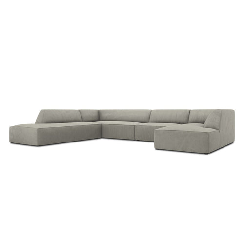 Cosmopolitan Design - Panoramische hoekbank links Siena 7-zits, ribfluwelen lichtgrijs - 273x366x69cm