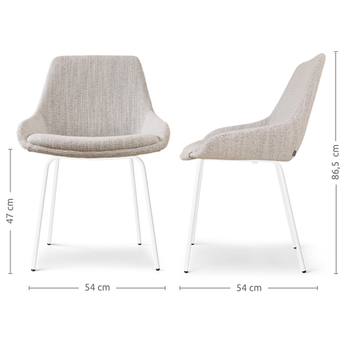 Nolon Nora-Isa Eetkamerstoel Beige Gemêleerd - Stof - Wit Onderstel