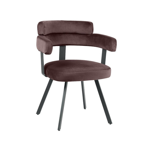 LABEL51 Eetkamerstoel Bardio - Taupe Velvet - Zithoogte 47cm - Set van 2