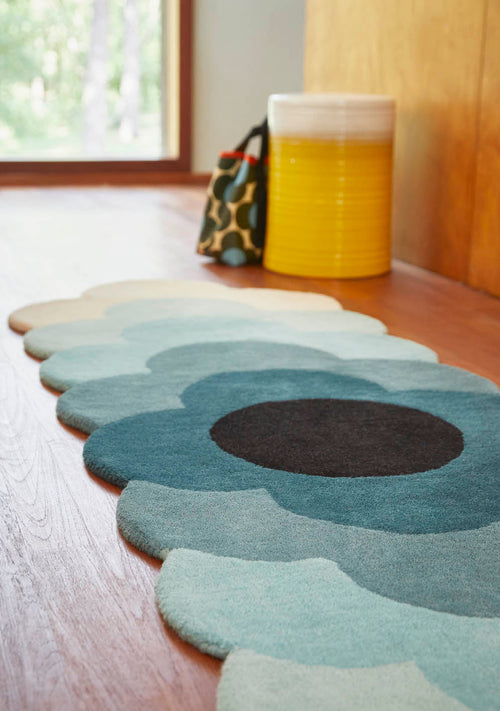 Vloerkleed Orla Kiely Optical Flower Teal 061207 87x300 cm - vtwonen shop