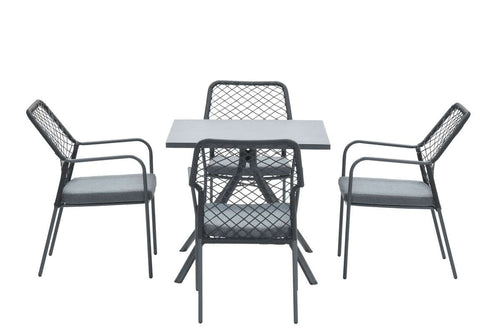 4-persoons tuinset - 4 Dido stoelen zwart - Rimini tafel