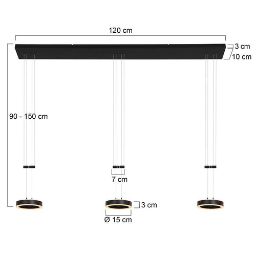 Steinhauer hanglamp Piola - 3 lichts - 120x 90 cm - zwart - vtwonen shop