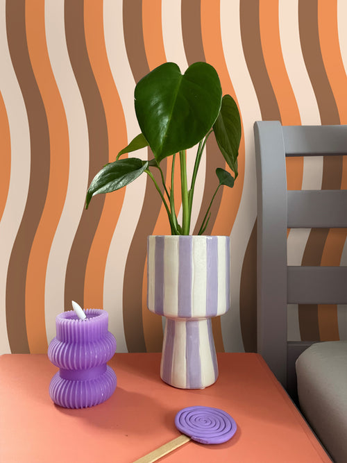 ESTAhome behang golvende strepen oranje en bruin - 50 x 900 cm - 131612 - vtwonen shop