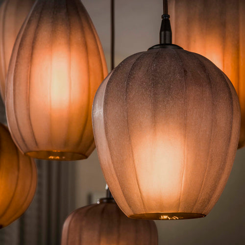 Giga Meubel Hanglamp Altura - Bruin Glas - 7-lichts - 96x35x150cm