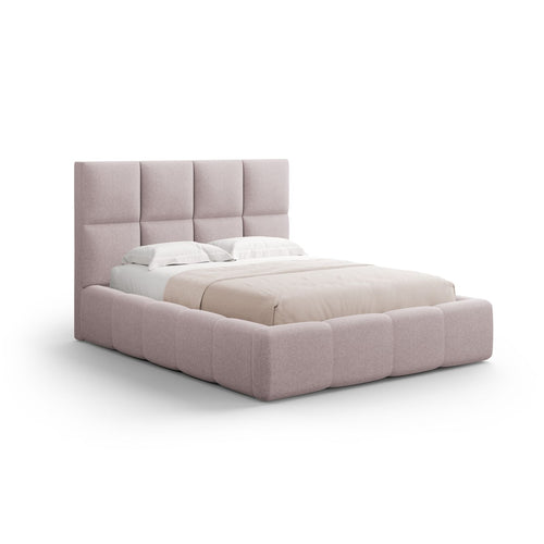 Cosmopolitan Design - Opbergbed met hoofdeinde Livigno 200x200cm structurele stof roze - 230x225x125cm