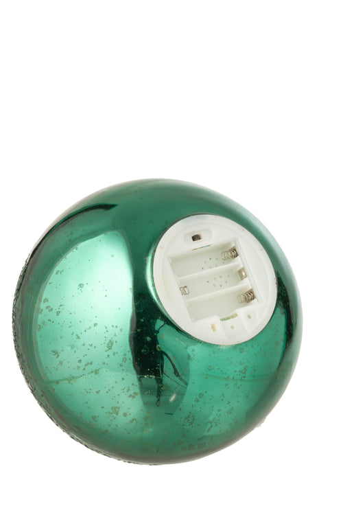 J-Line decoratie Bal Gekraakt - glas - groen - large - LED - vtwonen shop