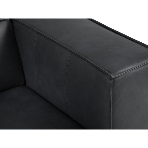 Cosmopolitan Design - Linker hoekbank Turin 5-zits, echt leer blauw - 173x290x68cm