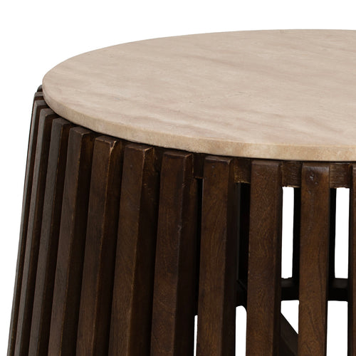 Giga Meubel Salontafel Elisa - Rond - Travertin - 70cm - vtwonen shop