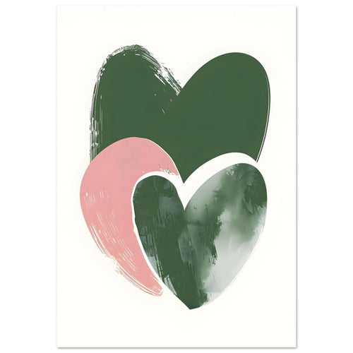 Artfulprints Poster Boho – Heart trio   - A4 21x29.7 cm - Groen