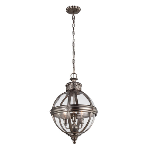 Elstead Adams - 3 Lichts Plafond Kroonluchter Hanglamp Antiek Nikkel, E14