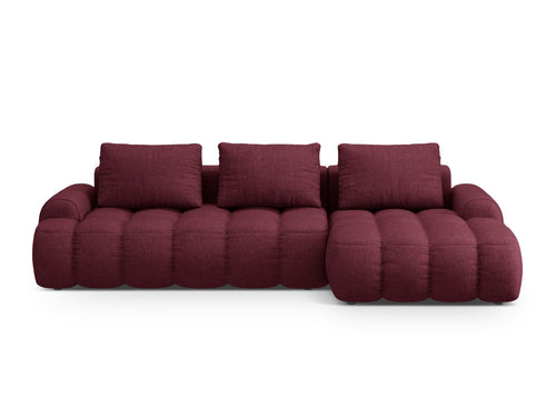 Cosmopolitan Design Converteerbare hoekbank rechts met opbergdoos Linz 3-zits, structurele stof bordeaux - 142x275x84cm
