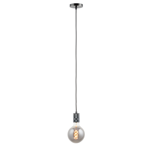 Lighto | Pendel Zwart Titanium | Inclusief Lichtbron Rookglas | Classic | 1.5m Snoer | Met Plafondkap - vtwonen shop