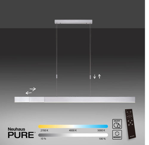 Neuhaus PURE hanglamp e-Slide - 3 lichts - 200  x 200   cm - mat chroom - vtwonen shop