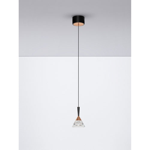 Nova Luce PALUZ Slanke hanglamp voor aan het plafond, roségoud, matzwart, LED, 7W, 345lm, 3000K