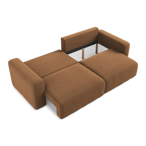 LaMiaSofa 3-zits slaapbank Ostia - textuurstof - terracotta - 244x102x79