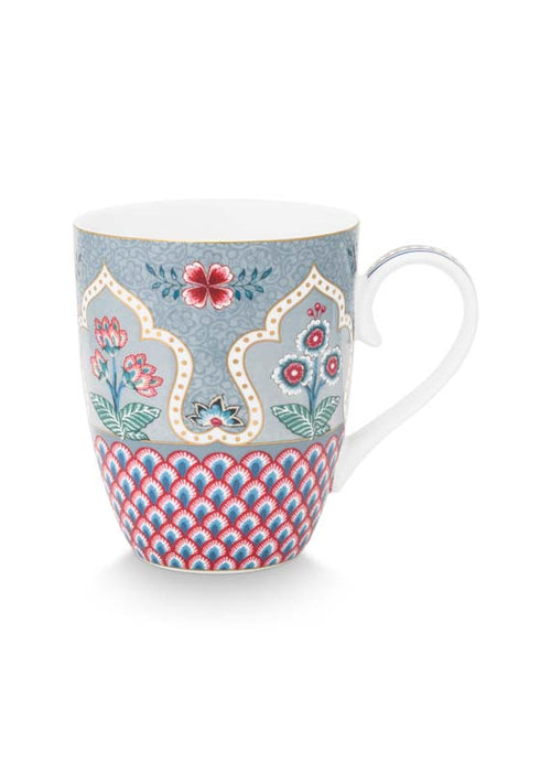 Pip Studio Flower Festival Scallop Mokken - Servies - Set van 4 Kopjes - Lichtblauw - 365ml - vtwonen shop