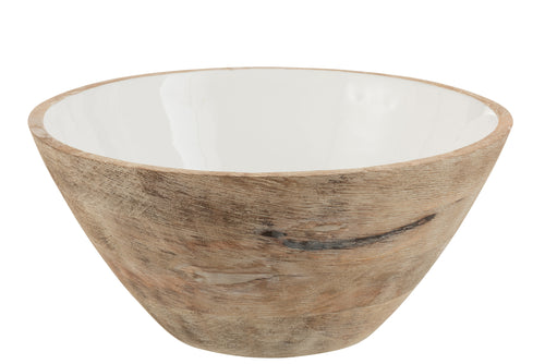 J-Line kom Mango - hout - wit/naturel - large