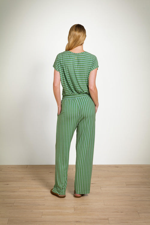 Pip Studio - Tatum Pyjama t-shirt - Korte mouw Dames - Kente Stripe - Groen - XL