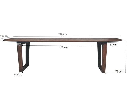 Livingfurn eetkamertafel Cortez - bruin - mangohout - 270cm