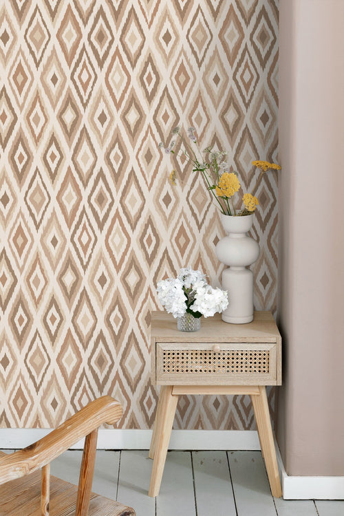 ESTAhome behang ruiten taupe - 50 x 900 cm - 131839