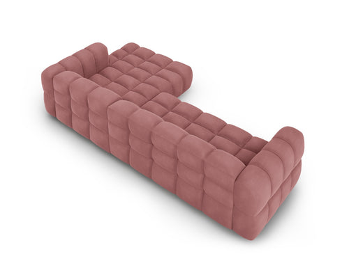 Cosmopolitan Design Modulaire hoekbank rechts Sky 4-zits, flueel, zalm - 162x300x70cm