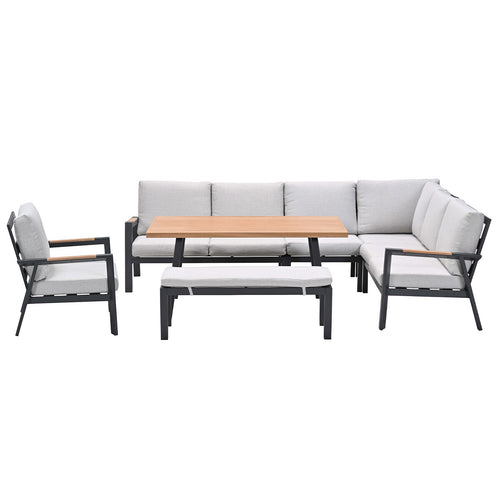 Garden Impressions Lissabon lounge dining set 7-delig rechts incl stoel - valley sand