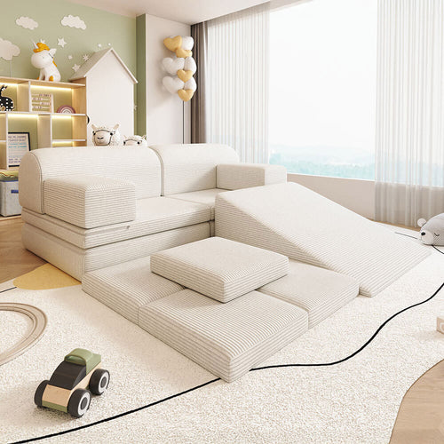 Home Deluxe Speelbank LIV incl. glijbaan en stapelblokken - Snoer Beige - vtwonen shop