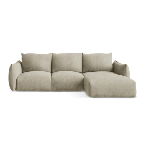 LaMiaSofa hoekbank rechts Savona - chenille stof - beige - 242x162x90
