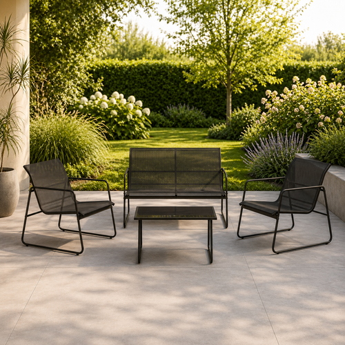 Nest outdoor Vidar Loungeset 4 Delig - Zwart