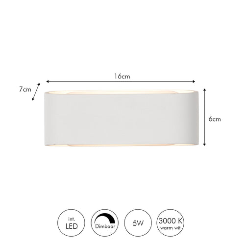 Atmooz wandlamp Lily - wit - 16 x 7 x H 6 cm - geïntegreerde led