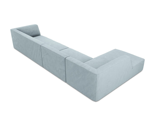 Micadoni linker hoekbank Ruby 5-zits, ribfluwelen, lichtblauw - 180x366x69cm
