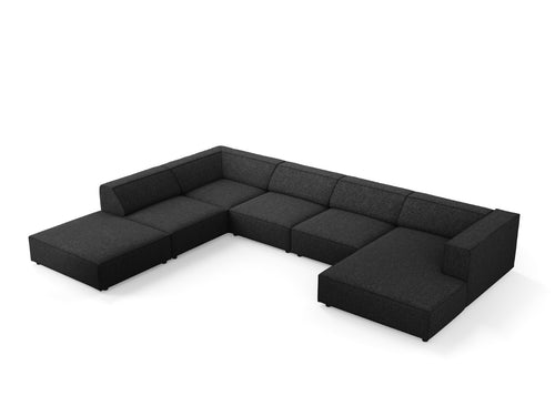 Cosmopolitan Design Panoramische hoekbank links Arendal 7-zits, chenille, zwart - 262x364x70cm