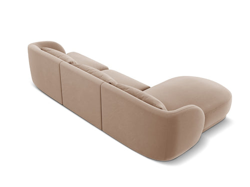 Cosmopolitan Design linker hoekbank Tulum 4-zits, flueel, beige - 156x255x70cm