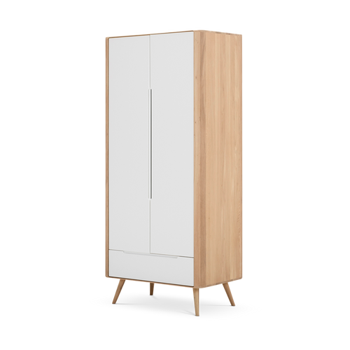 Gazzda Ena wardrobe houten garderobekast whitewash - 90 x 200 cm - vtwonen shop