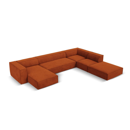 Cosmopolitan Design - Panoramische hoekbank rechts Turin 6-zits, structurele stof terracotta - 270x365x68cm