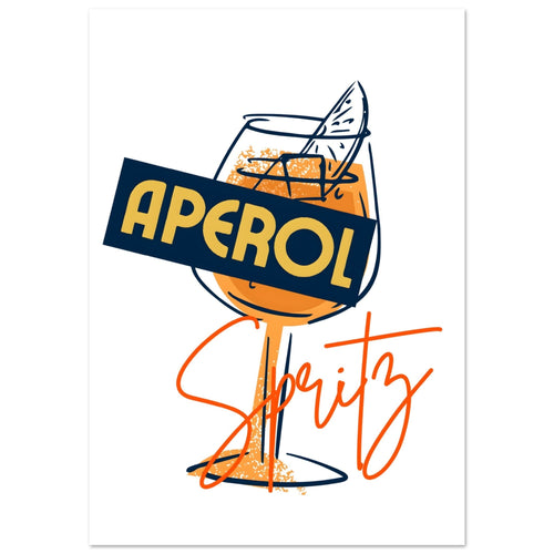 Artfulprints Poster met Lijst Aperol Spritz - Sketch   - 50x70 cm - Oranje