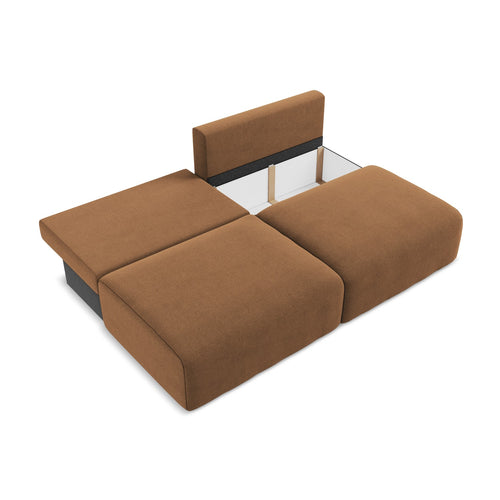 LaMiaSofa 3-zits slaapbank Ostia - textuurstof - terracotta - 216x102x79