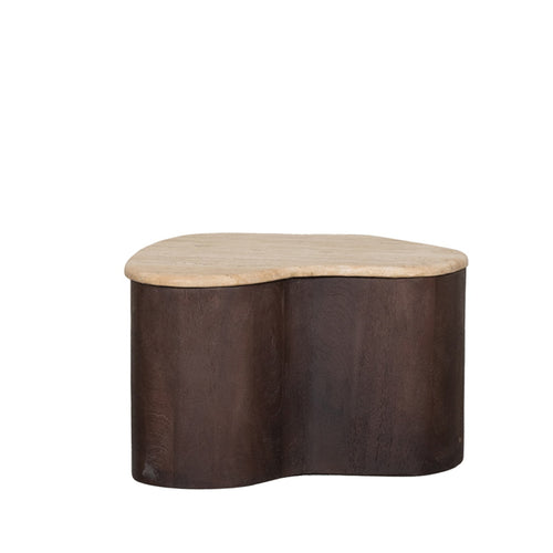LABEL51 Salontafel Davi - Travertin/Hout - 50x35x31cm - vtwonen shop