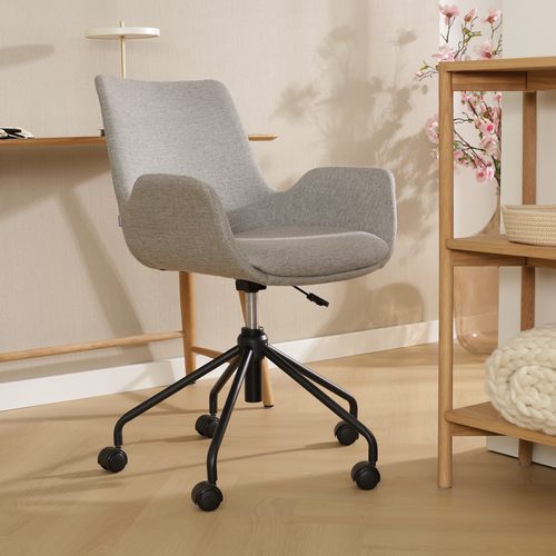 Nolon Nout-Eef Bureaustoel Warm Grijs - Armleuning - Zwart Onderstel - vtwonen shop