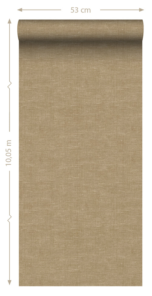 Origin Wallcoverings behang linnenstructuur donker beige - 0.53 x 10.05 m - 347862 - vtwonen shop