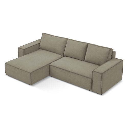 LaMiaSofa hoekbank links Livorno - textuurstof - donkerbeige - 290x185x82