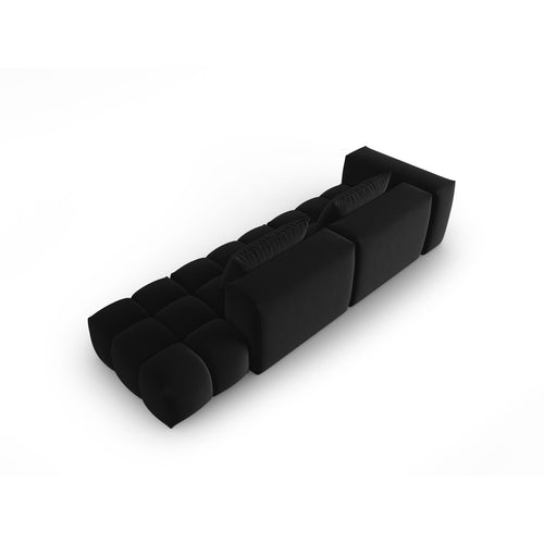Cosmopolitan Design - Rechte modulaire bank Verona 4-zits, flueel zwart - 85x265x70cm