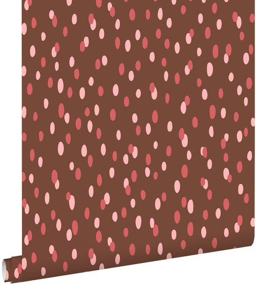 ESTAhome behang stippen bruin en rood - 50 x 900 cm - 131873