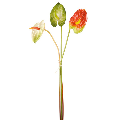 Sia Deco Kunstmatige Anthurium Trio Stengel - Groen En Rood - H61 - vtwonen shop