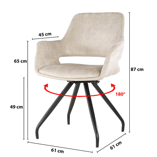 Livingfurn eetkamerstoel Capp beige - 2 stuks