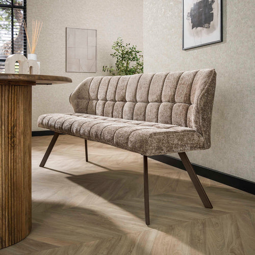 Giga Living Eetkamerbank Raster - Champagne/Bruin - 180x60x80cm