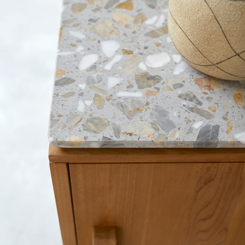 Tikamoon Dressoir van massief teakhout en premium terrazzo 80 cm - Naturel