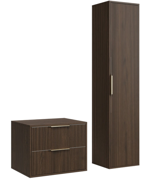 Badplaats Wastafelkast Rimini 60 cm – Walnoot Bruin – Badmeubel met Kolomkast